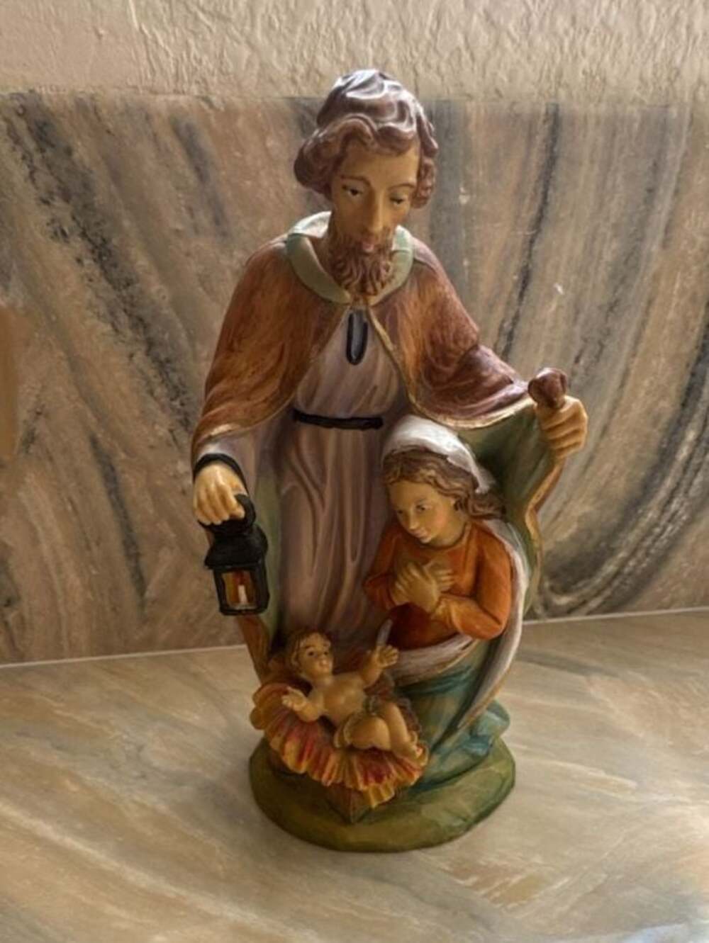 Vintage Hand Painted Resin Holy Family Nativity Figurine Italy